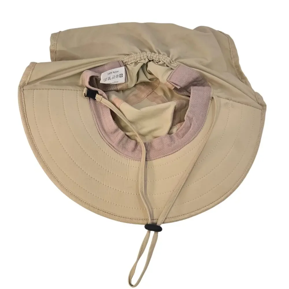 Sunhat Tan Wide Brim Sun Protection Safari Hat Neck flap UV Defense Vacation